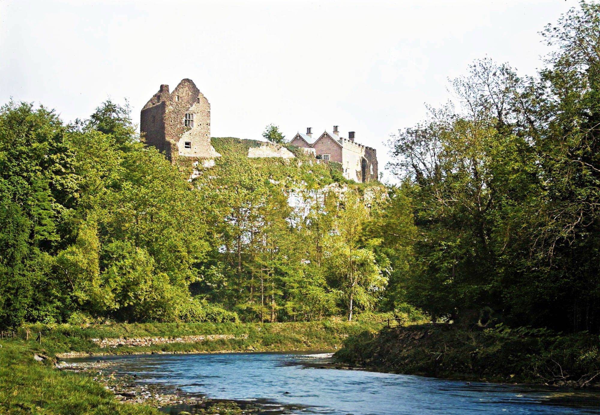 Scenic view of Benburb Priory situated on the cliffs overlooking the River Blackwater in County Tyrone, near Dungannon.